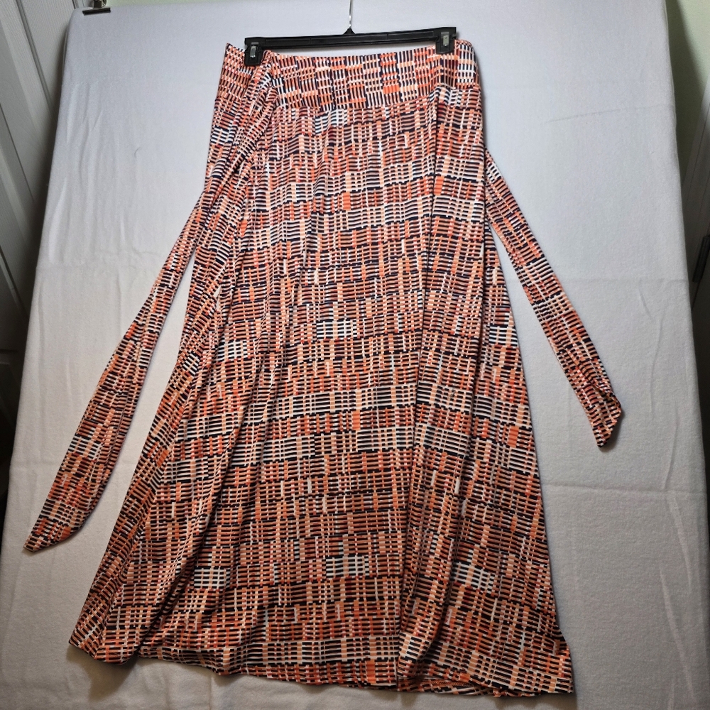 NY Collection‎ Patterned Orange and Blue Women's Skirt Size L